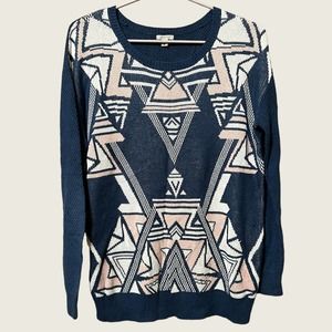 Ecote Blue Gray Southwest Crew Neck Sweater Size Medium